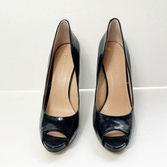 BCBGeneration Brazen Black Patent Leather Peep-Toe Platform Heels Womens Size 9 - Picture 3 of 8
